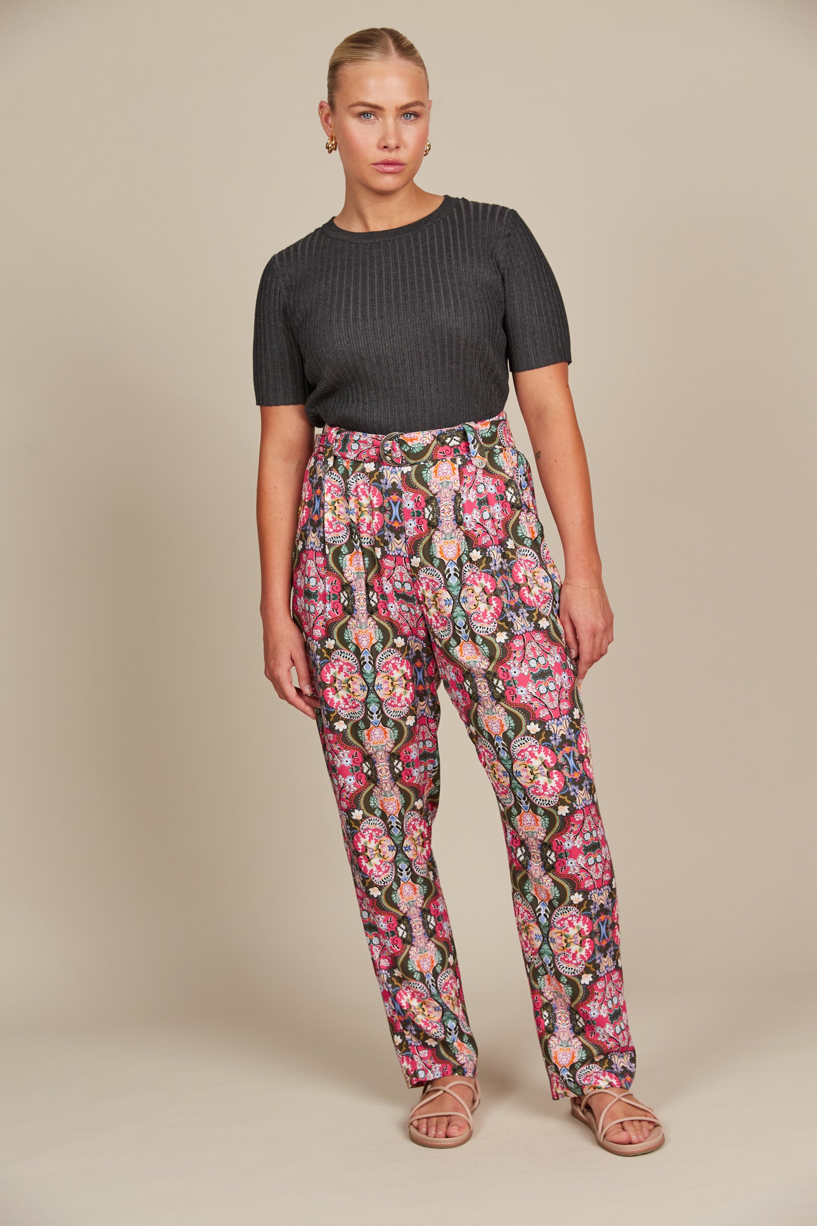 Esme Pant - Olive Fleuron - Isle of Mine Clothing - Pant Relaxed