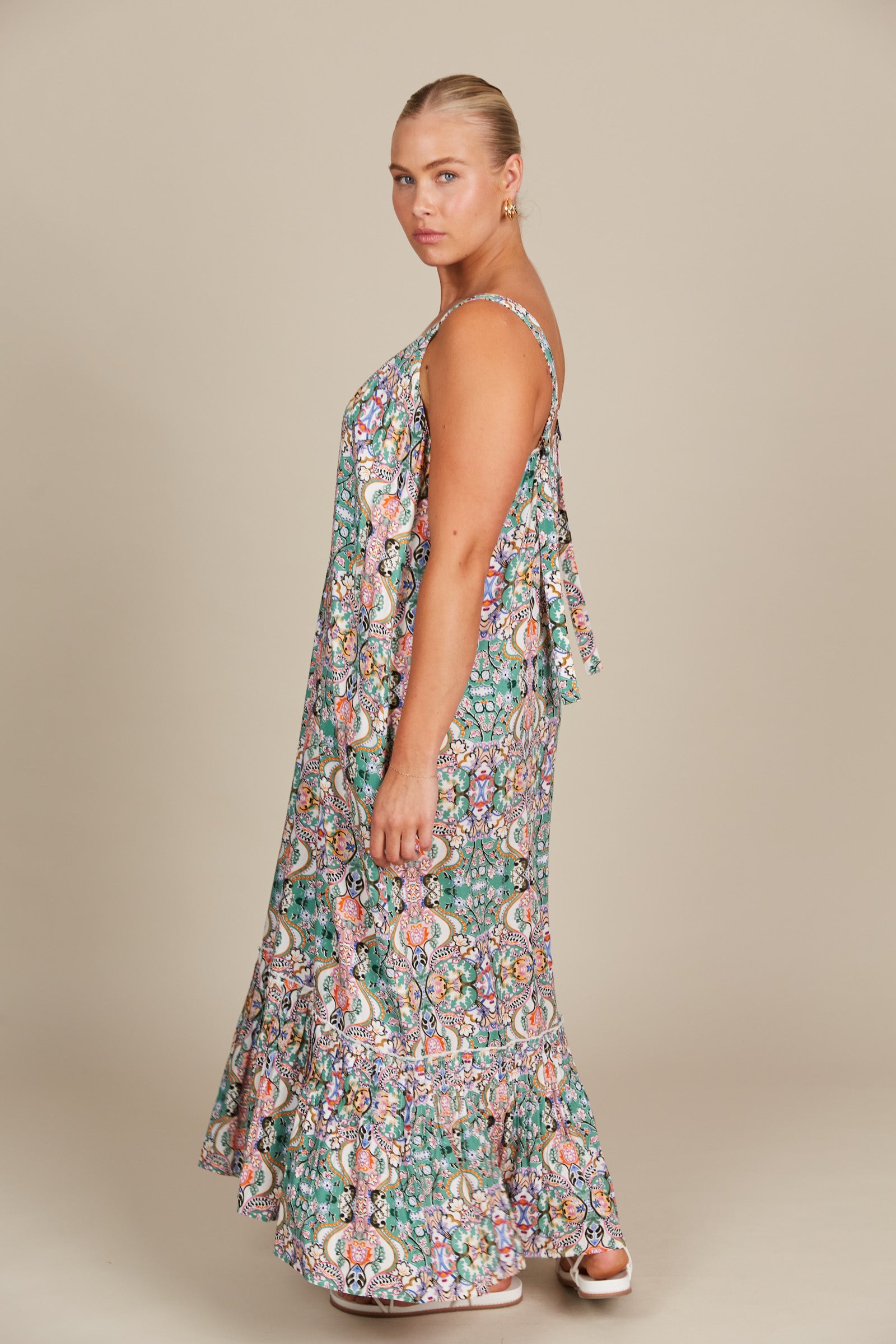 Esme Tank Dress - Lotus Fleuron - Isle of Mine Clothing - Dress Strappy Maxi