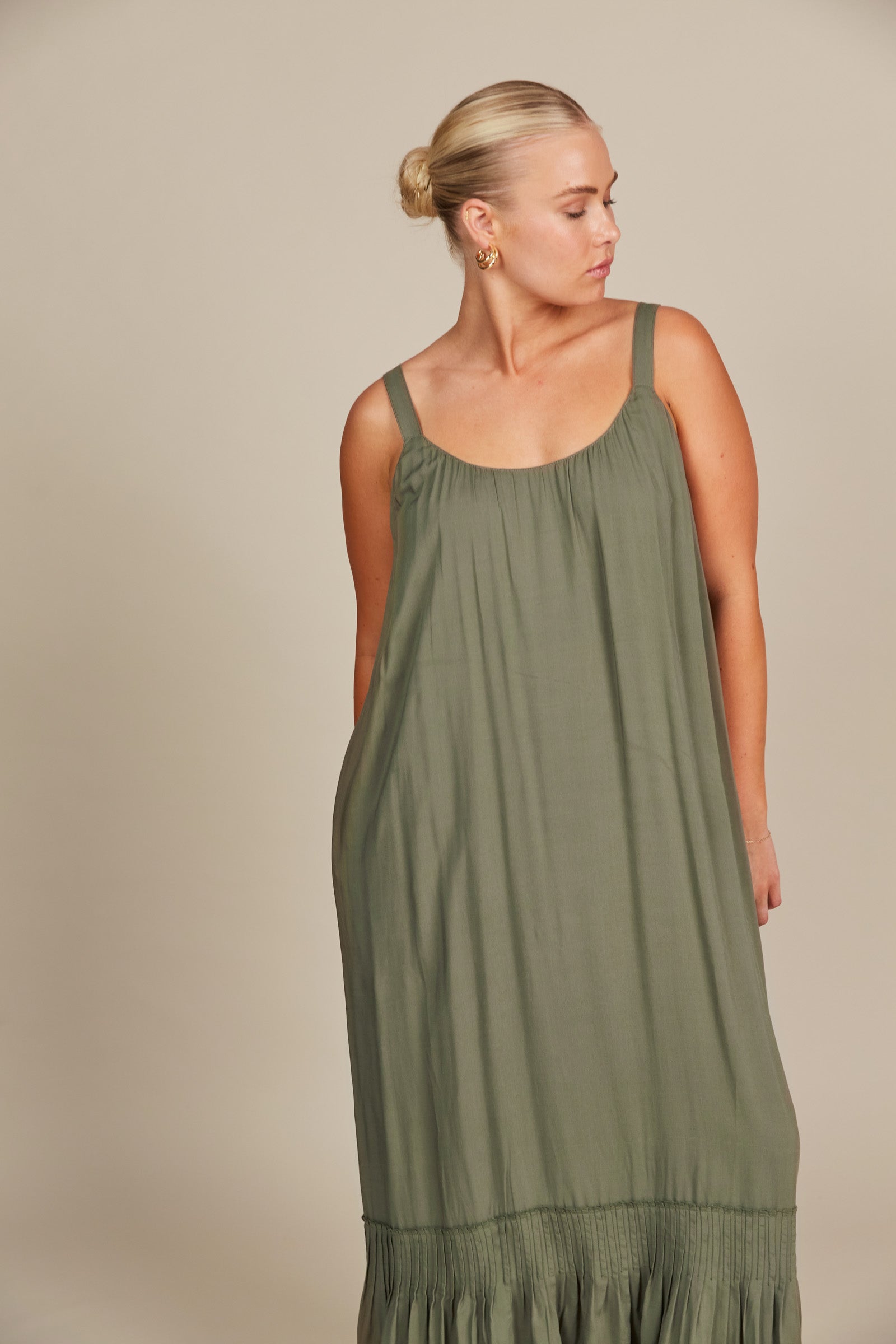 Esme Tank Dress - Olive - Isle of Mine Clothing - Dress Strappy Maxi