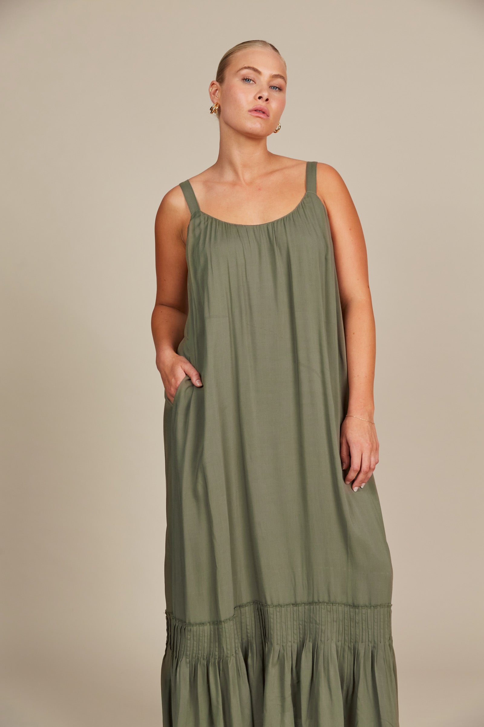 Esme Tank Dress - Olive - Isle of Mine Clothing - Dress Strappy Maxi