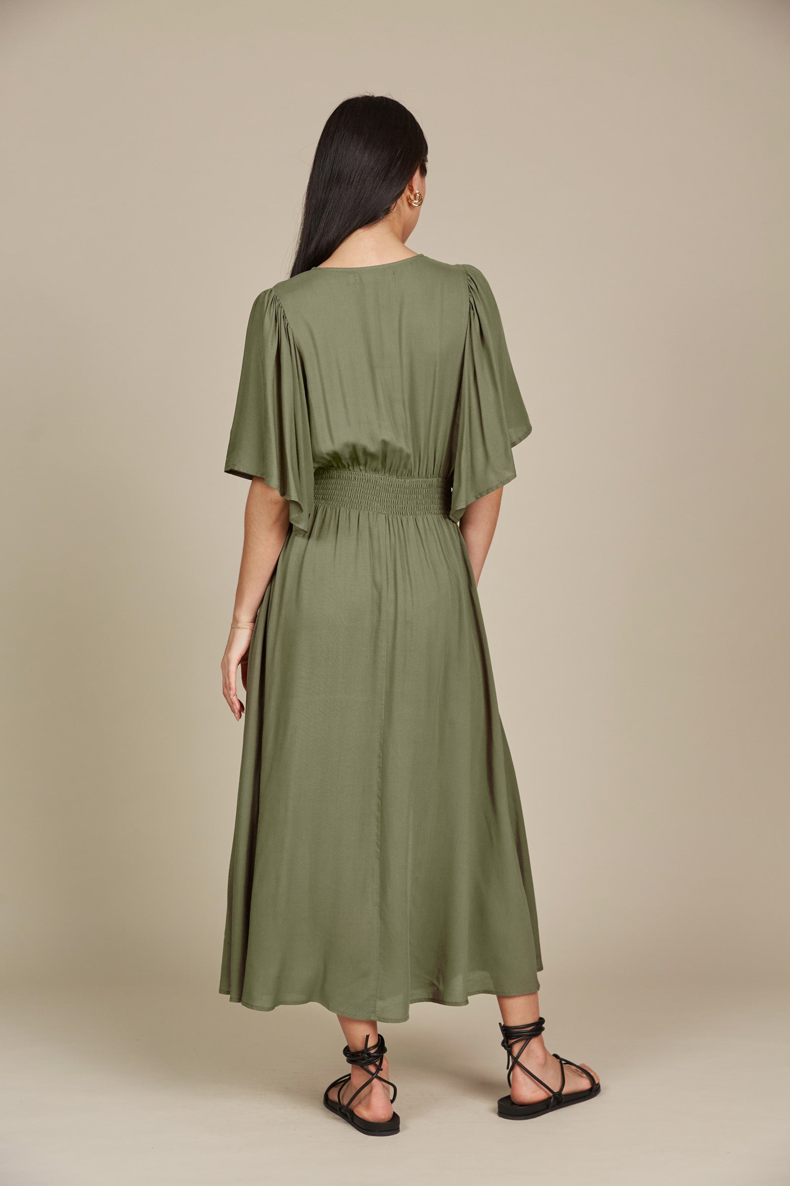 Esme Button Dress - Olive - Isle of Mine Clothing - Dress Maxi