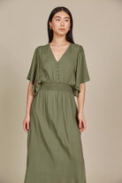 Esme Button Dress - Olive - Isle of Mine Clothing - Dress Maxi