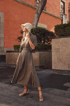 Esme Button Dress - Olive - Isle of Mine Clothing - Dress Maxi