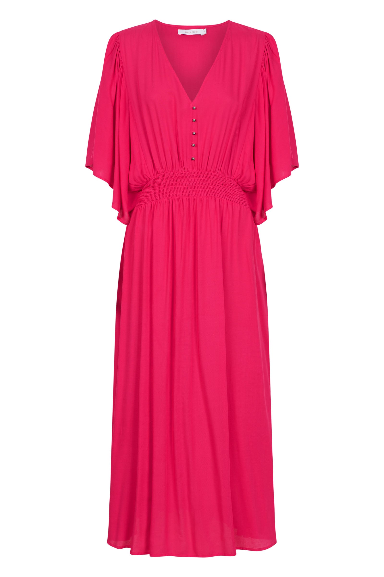 Esme Button Dress - Raspberry - Isle of Mine Clothing - Dress Maxi