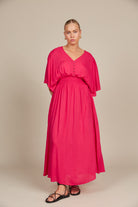 Esme Button Dress - Raspberry - Isle of Mine Clothing - Dress Maxi