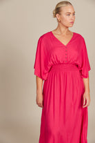 Esme Button Dress - Raspberry - Isle of Mine Clothing - Dress Maxi