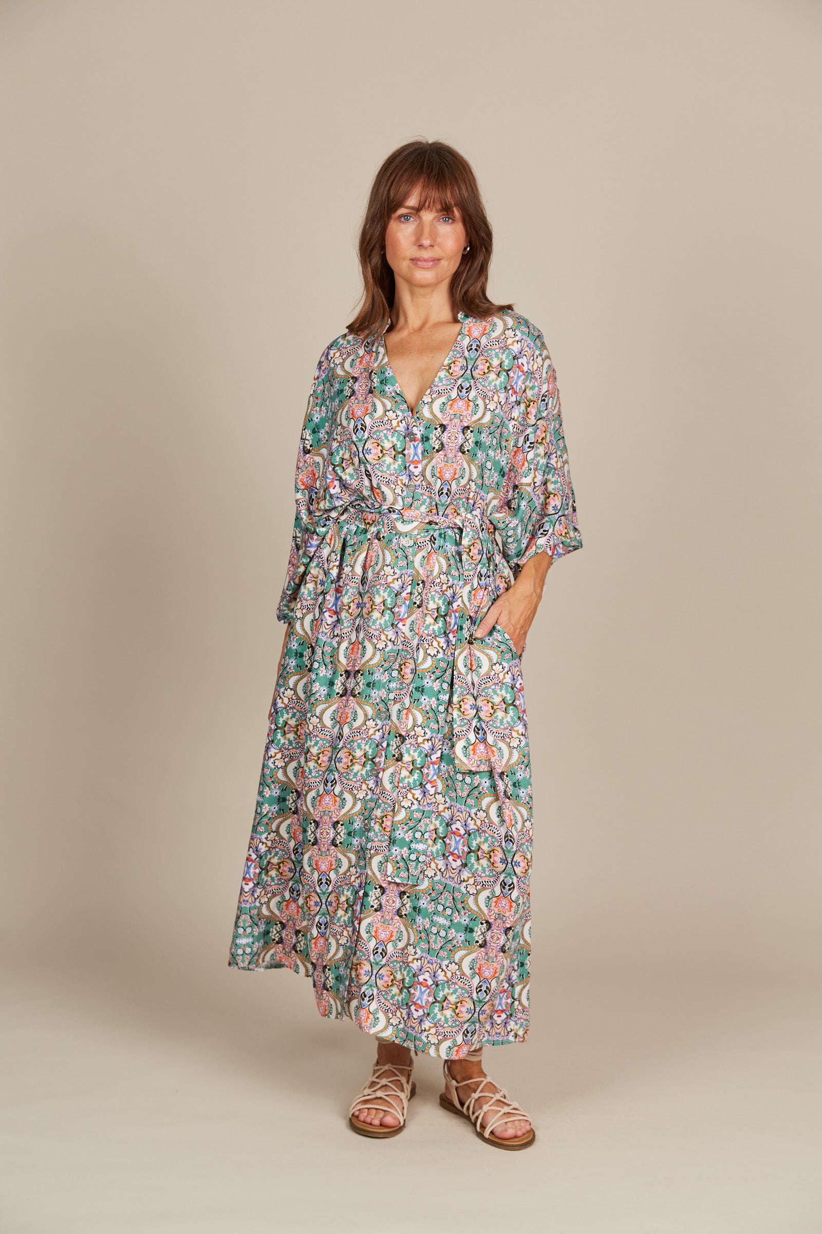 Esme Relaxed Dress - Lotus Fleuron - Isle of Mine Clothing - Dress Maxi One Size