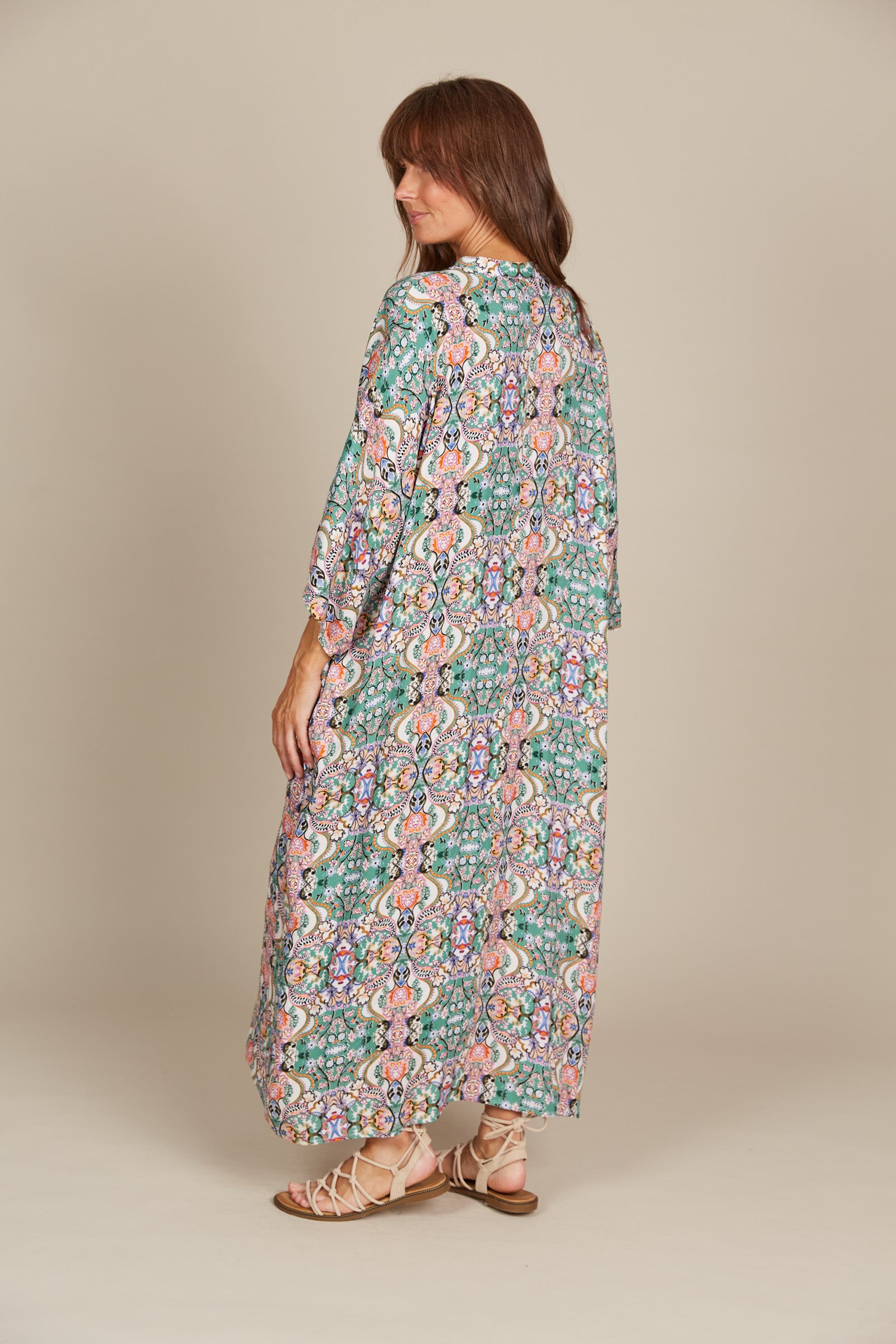 Esme Relaxed Dress - Lotus Fleuron - Isle of Mine Clothing - Dress Maxi One Size