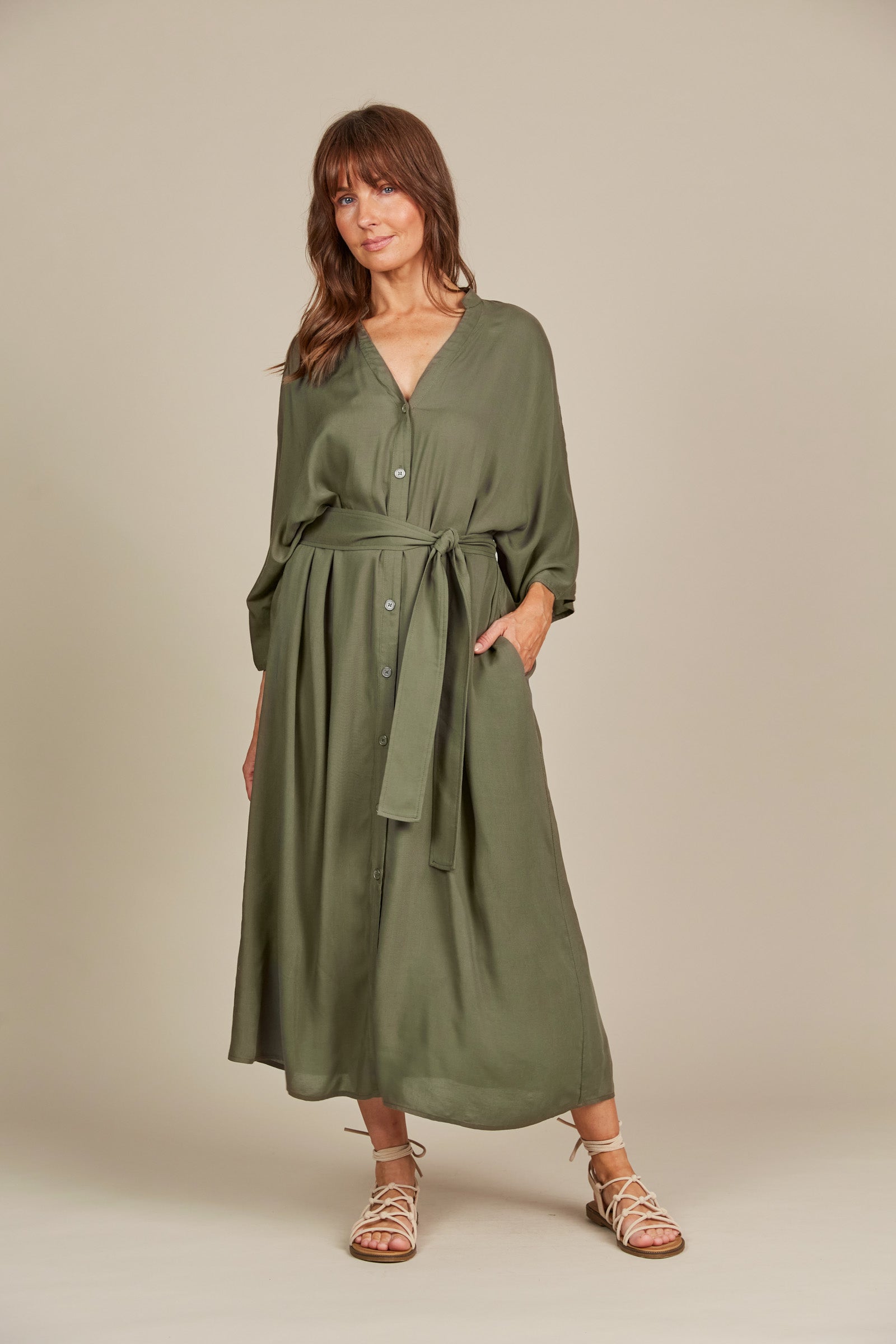 Esme Relaxed Dress - Olive - Isle of Mine Clothing - Dress Maxi One Size