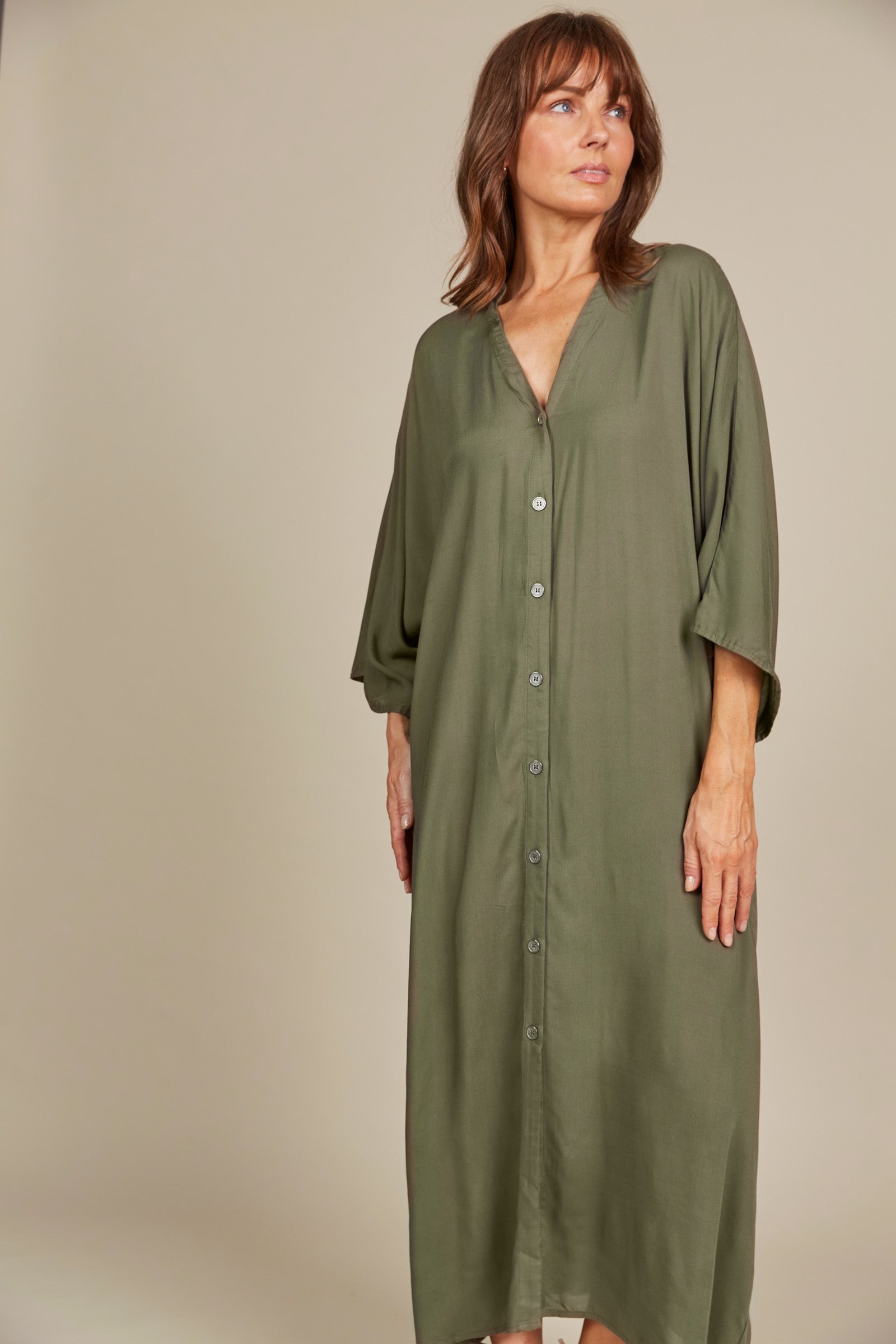 Esme Relaxed Dress - Olive - Isle of Mine Clothing - Dress Maxi One Size