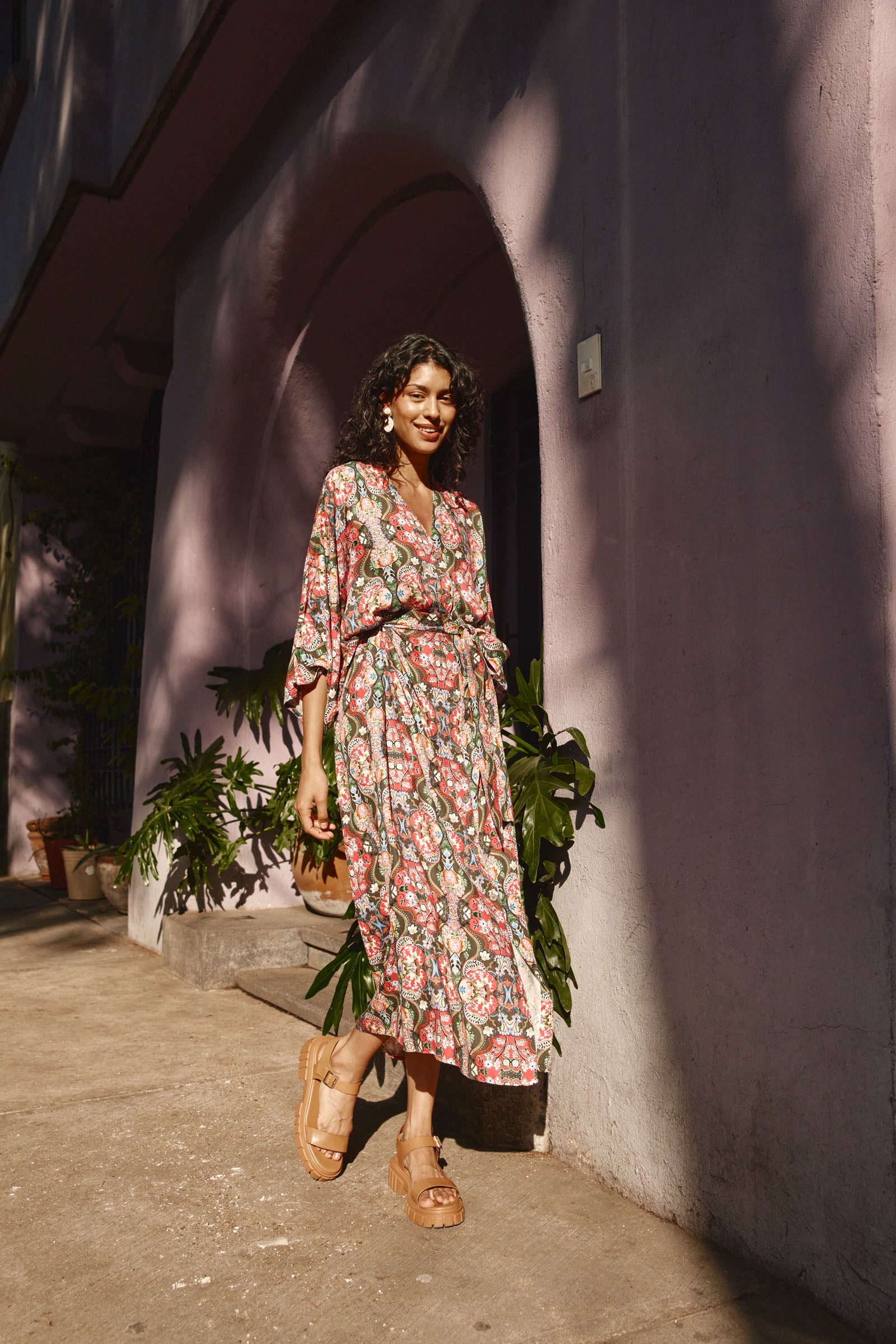 Esme Relaxed Dress - Olive Fleuron - Isle of Mine Clothing - Dress Maxi One Size