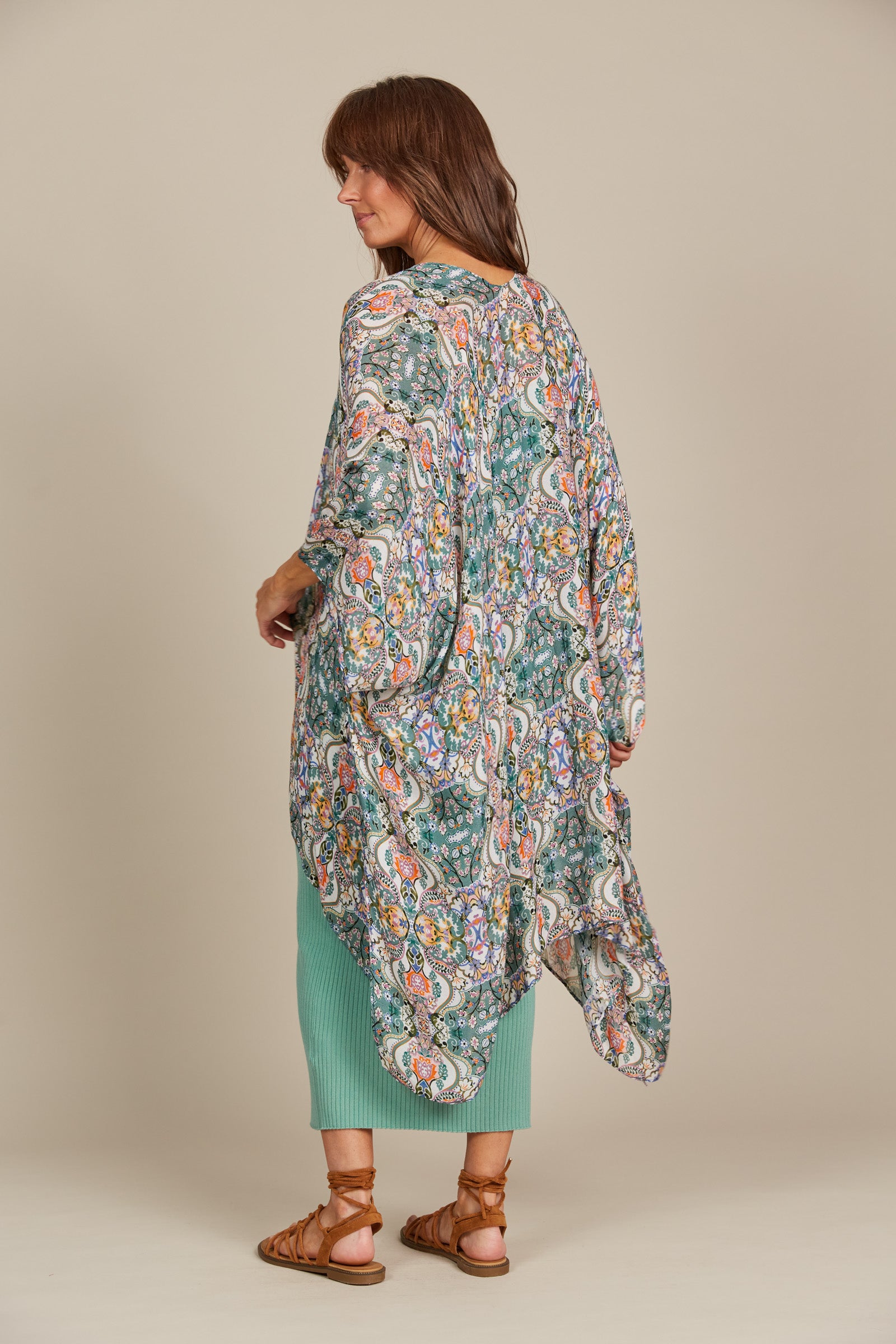 Esme Cape - Lotus Fleuron - Isle of Mine Clothing - Kimono Cape Long One Size