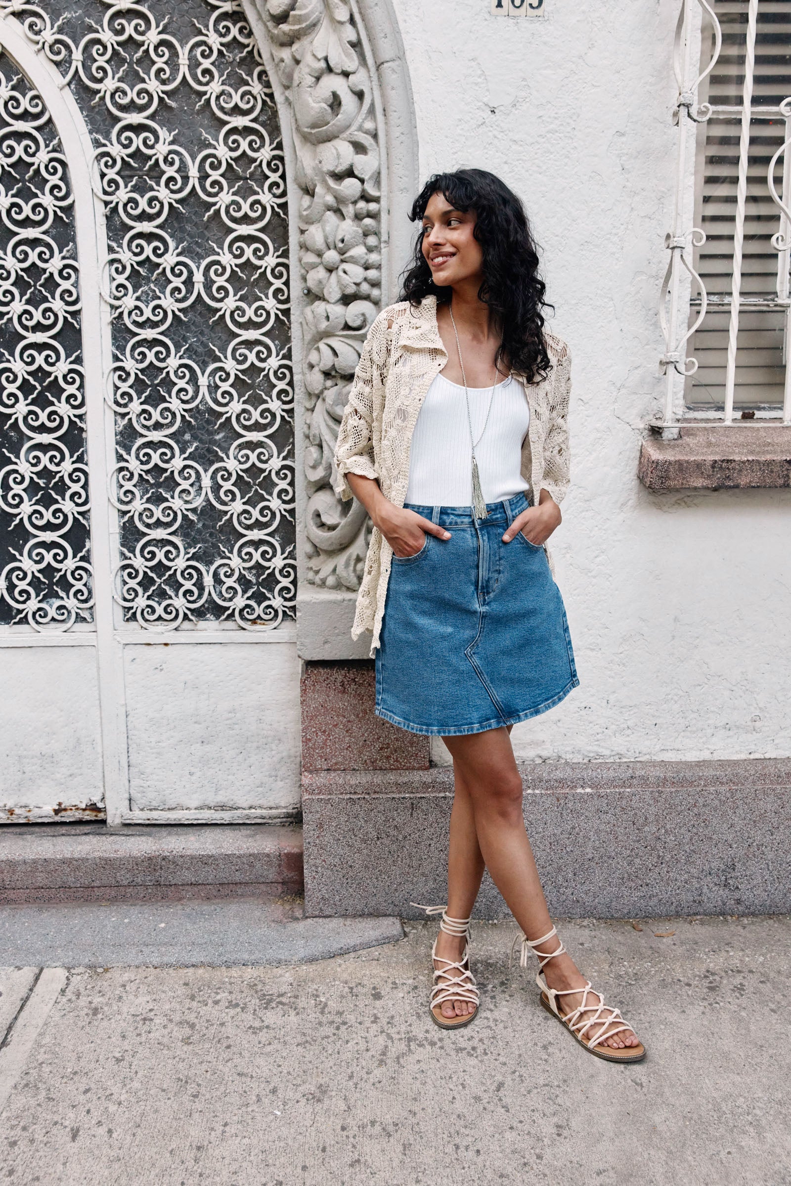 A denim skirt best sale