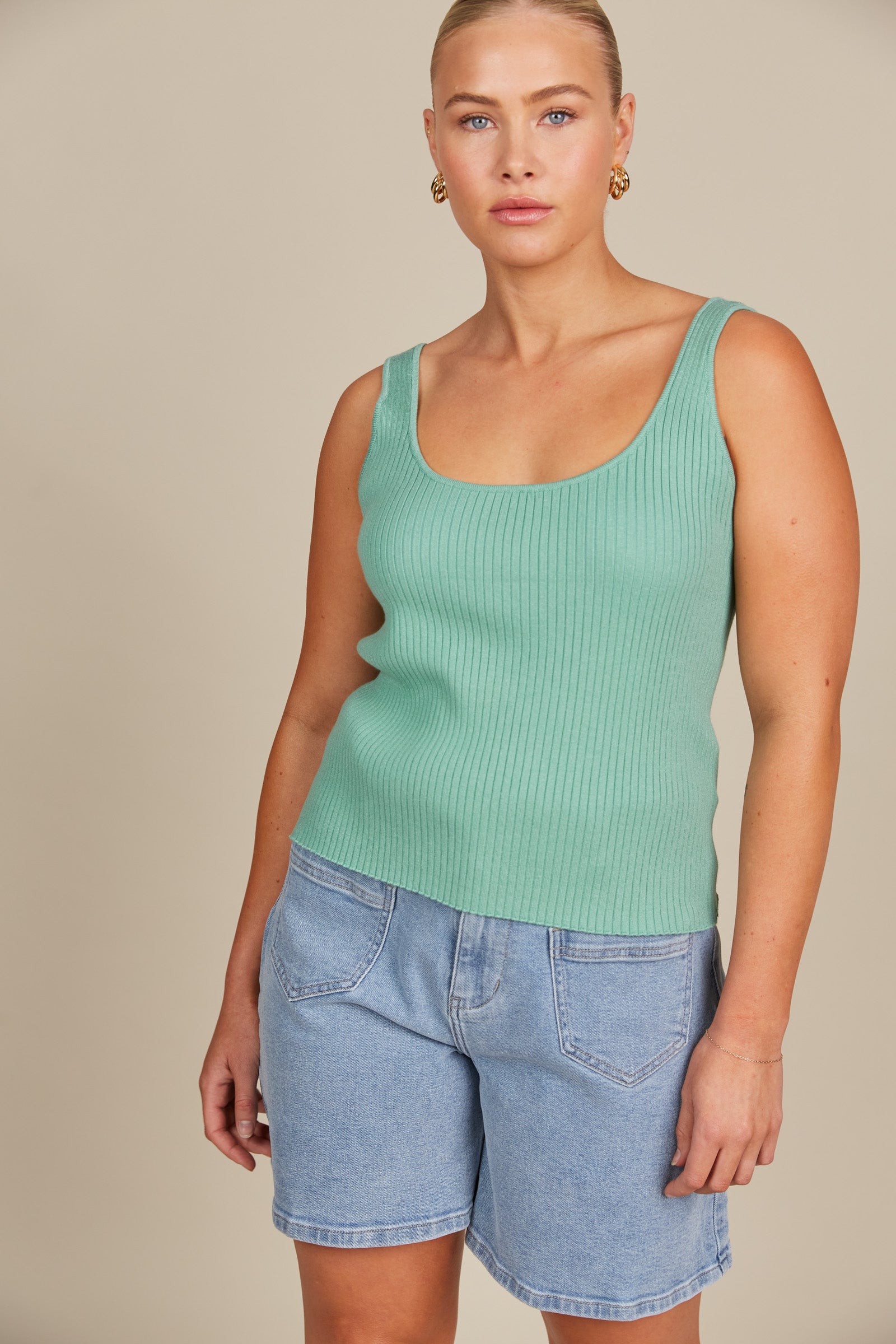 Adele Tank - Seafoam - Isle of Mine Clothing - Knit Top Sleeveless