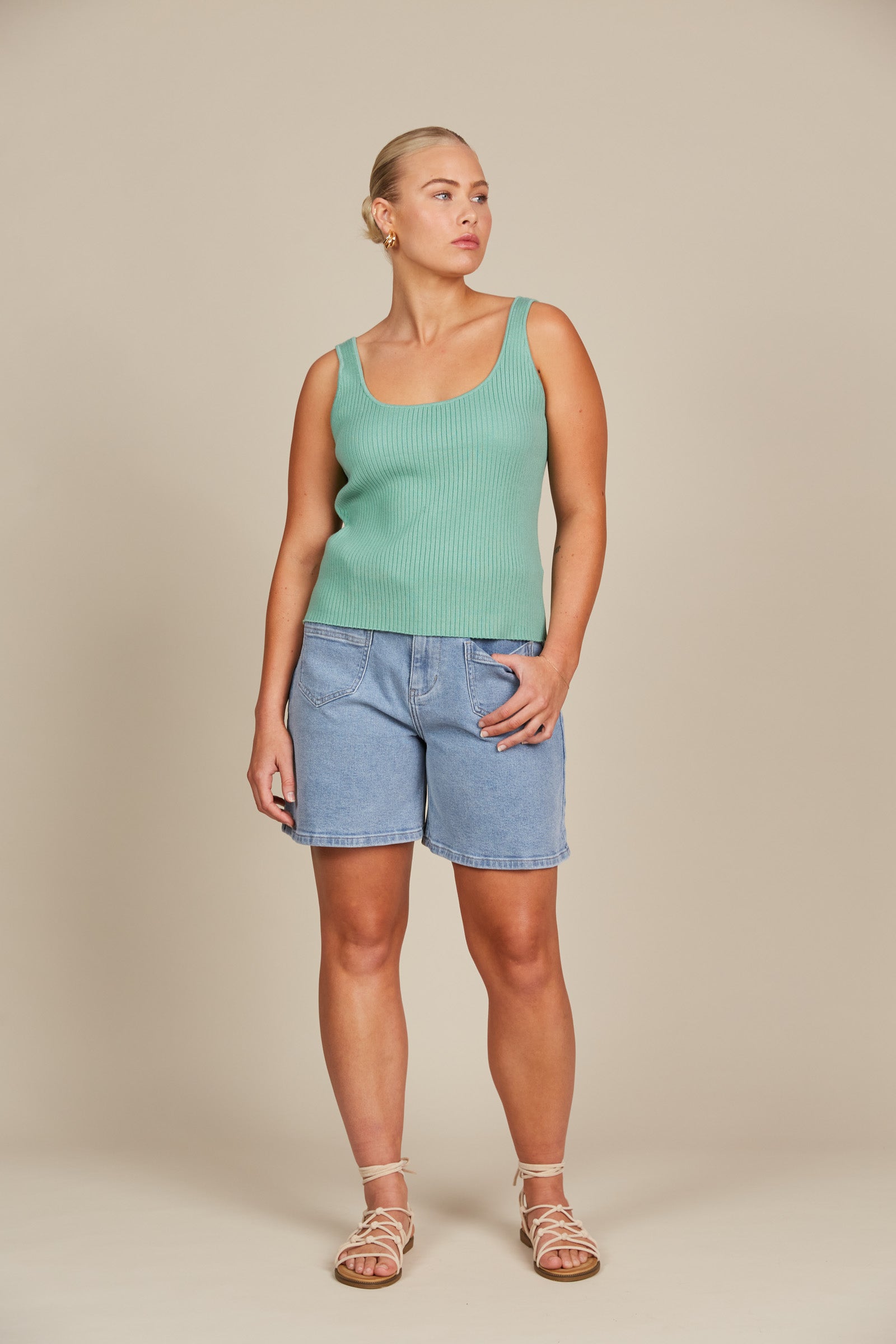 Adele Tank - Seafoam - Isle of Mine Clothing - Knit Top Sleeveless