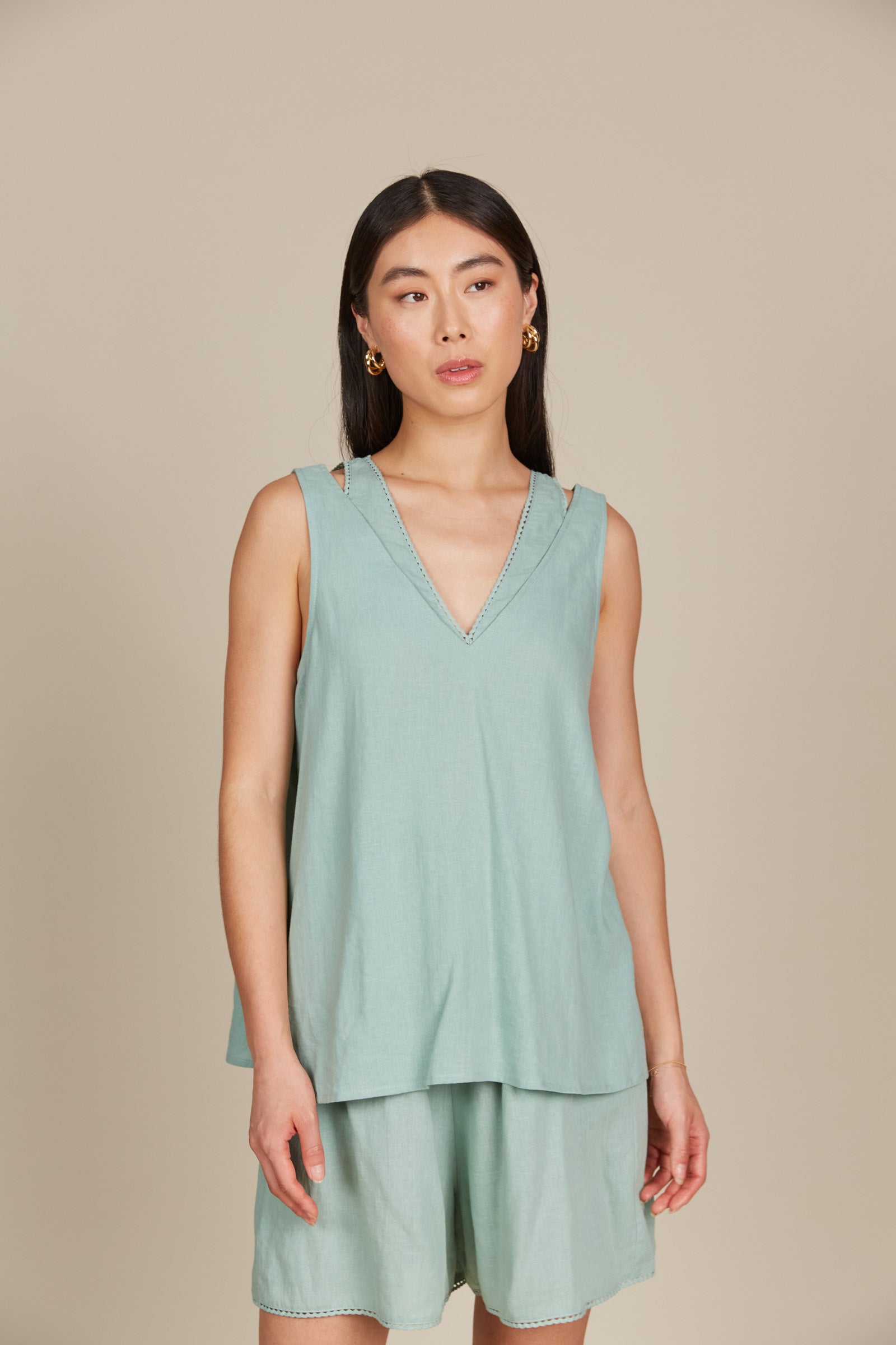 Amelie Tank - Seafoam - Isle of Mine Clothing - Top Sleeveless Linen