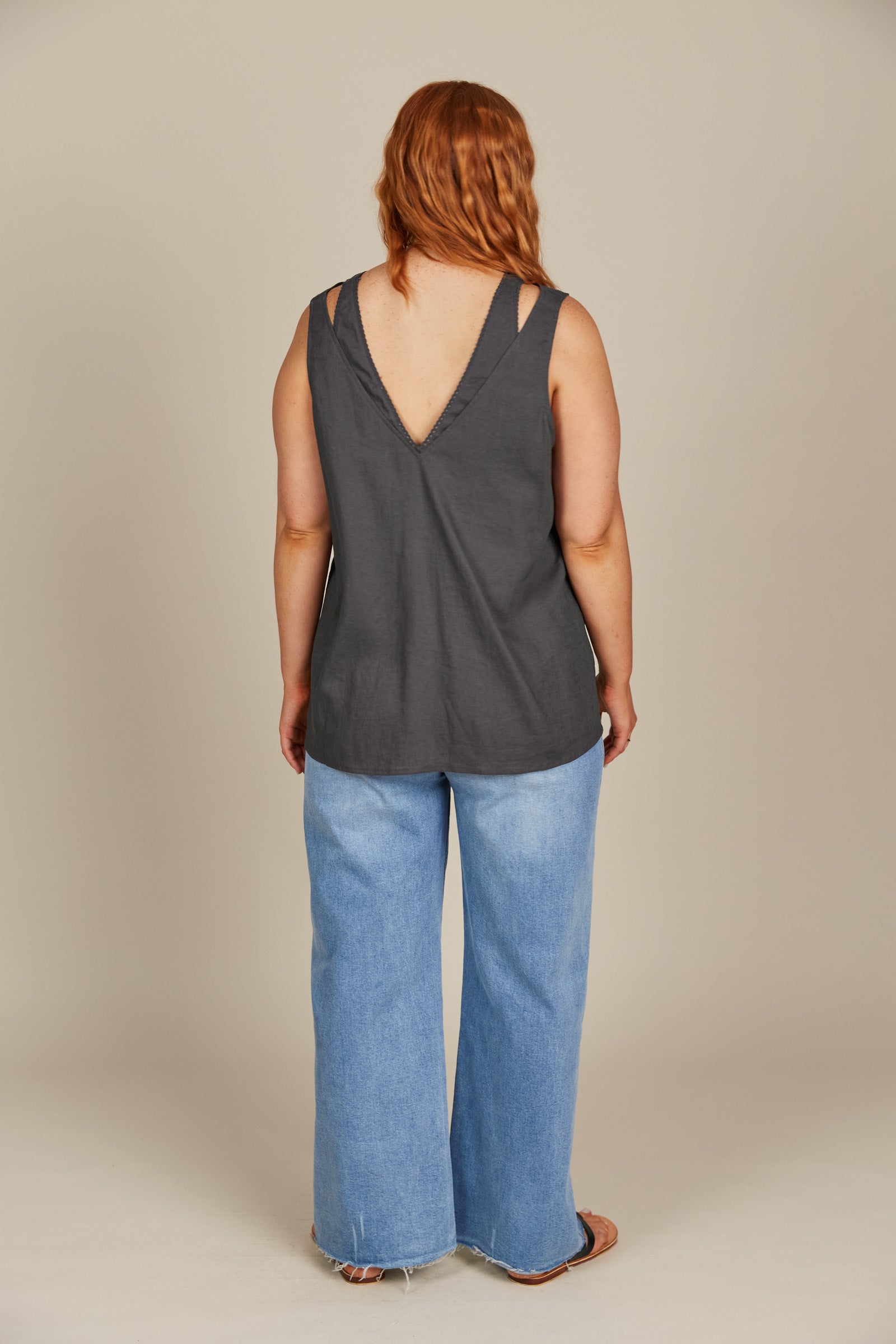 Amelie Tank - Graphite - Isle of Mine Clothing - Top Sleeveless Linen