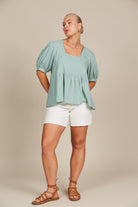 Amelie Top - Seafoam - Isle of Mine Clothing - Top Tshirt S/S Linen