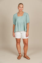 Amelie Top - Seafoam - Isle of Mine Clothing - Top Tshirt S/S Linen