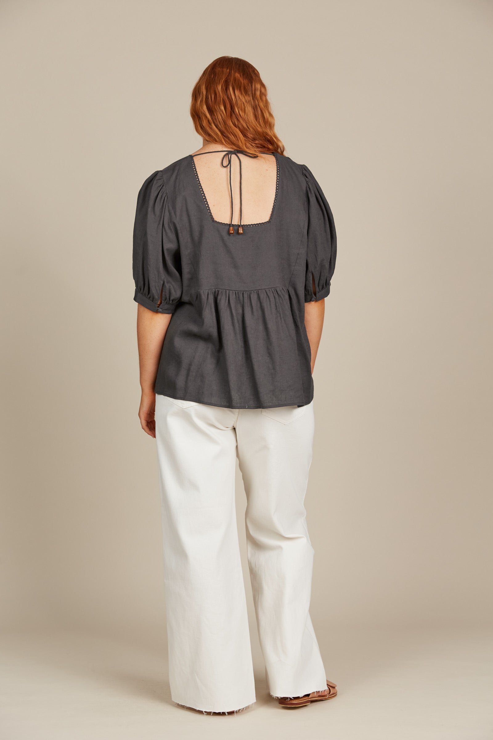 Amelie Top - Graphite - Isle of Mine Clothing - Top Tshirt S/S Linen