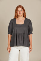 Amelie Top - Graphite - Isle of Mine Clothing - Top Tshirt S/S Linen