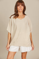 Amelie Relaxed Top - Canvas - Isle of Mine Clothing - Top S/S Linen One Size