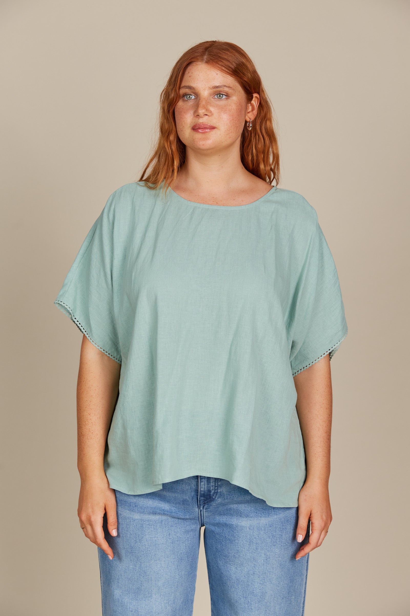 Amelie Relaxed Top - Seafoam - Isle of Mine Clothing - Top S/S Linen One Size