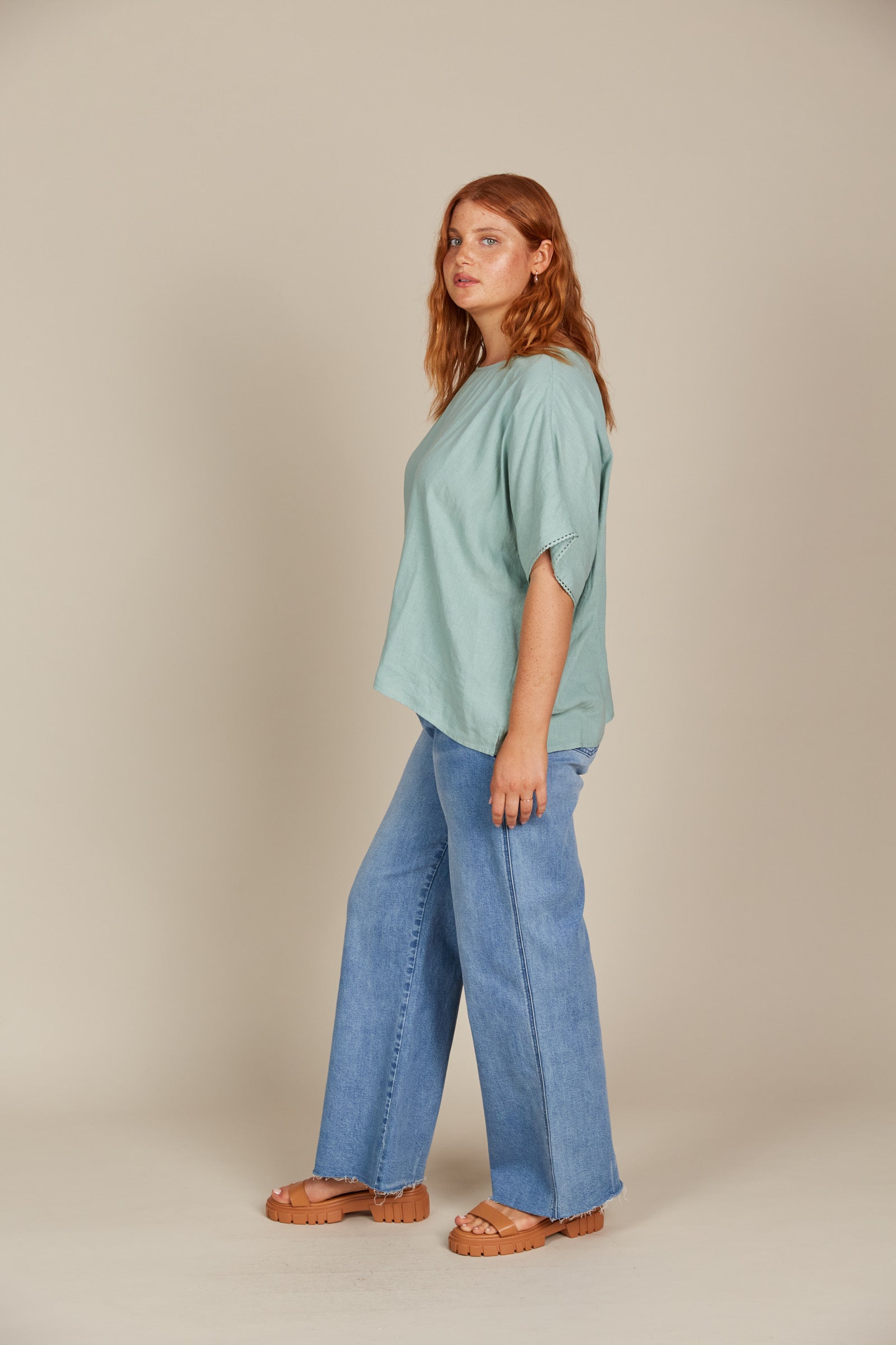 Amelie Relaxed Top - Seafoam - Isle of Mine Clothing - Top S/S Linen One Size