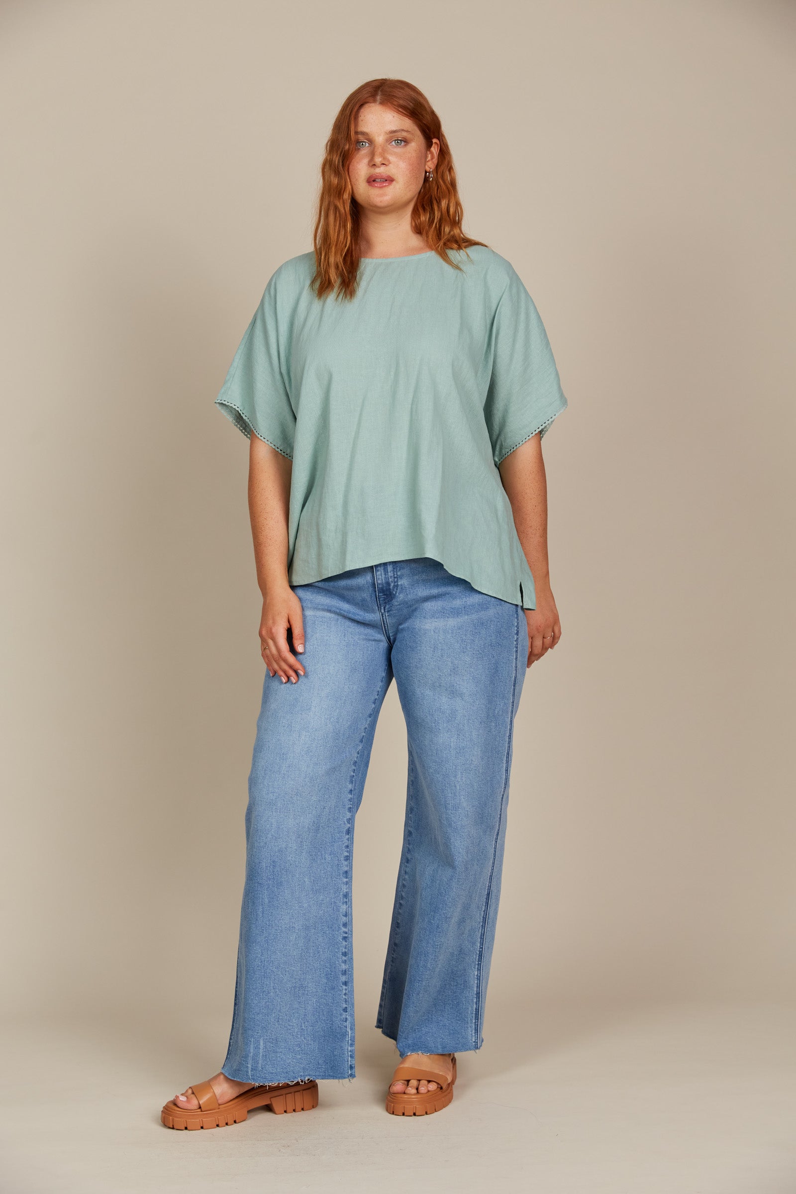 Amelie Relaxed Top - Seafoam - Isle of Mine Clothing - Top S/S Linen One Size