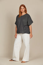 Amelie Relaxed Top - Graphite - Isle of Mine Clothing - Top S/S Linen One Size