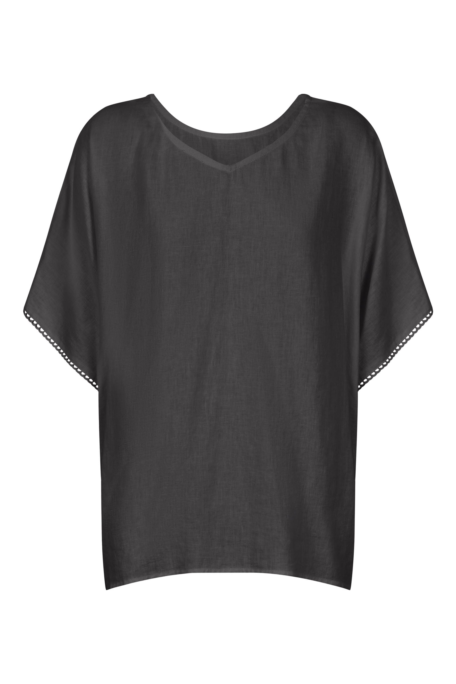 Amelie Relaxed Top - Graphite - Isle of Mine Clothing - Top S/S Linen One Size