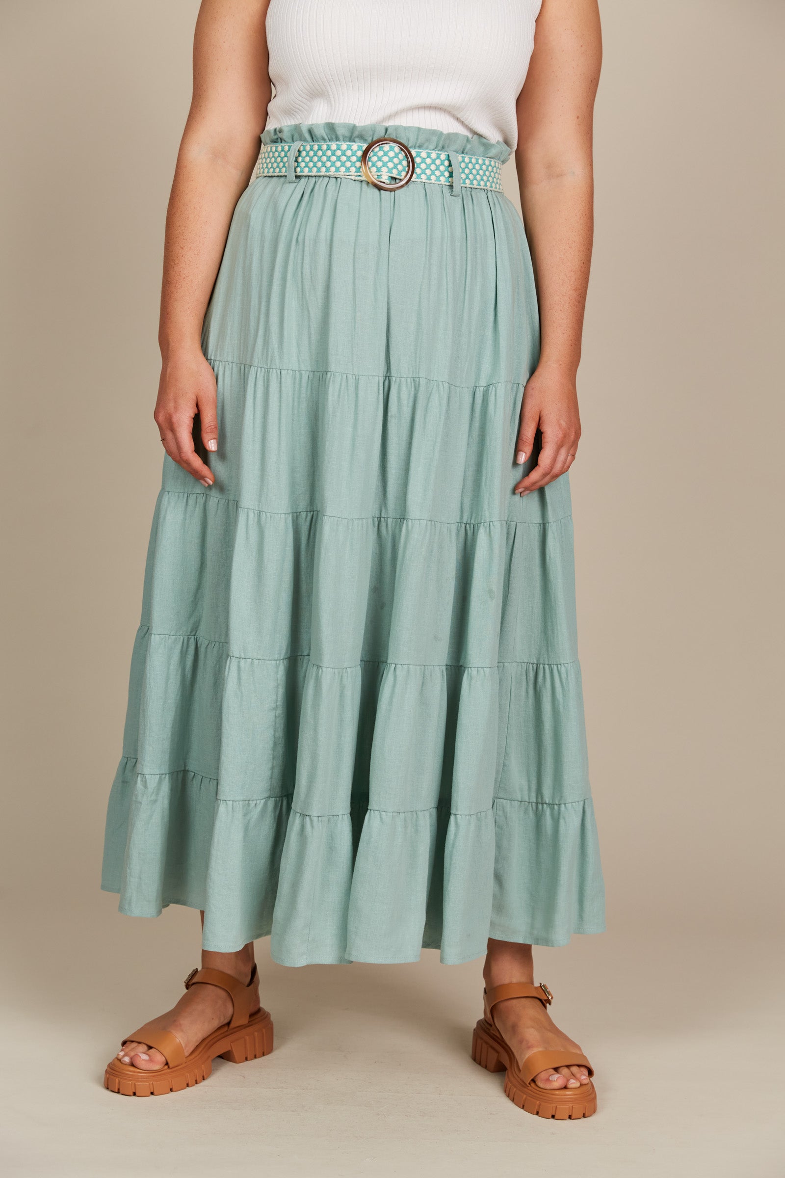 Amelie Maxi Skirt - Seafoam - Isle of Mine Clothing - Skirt Maxi Linen