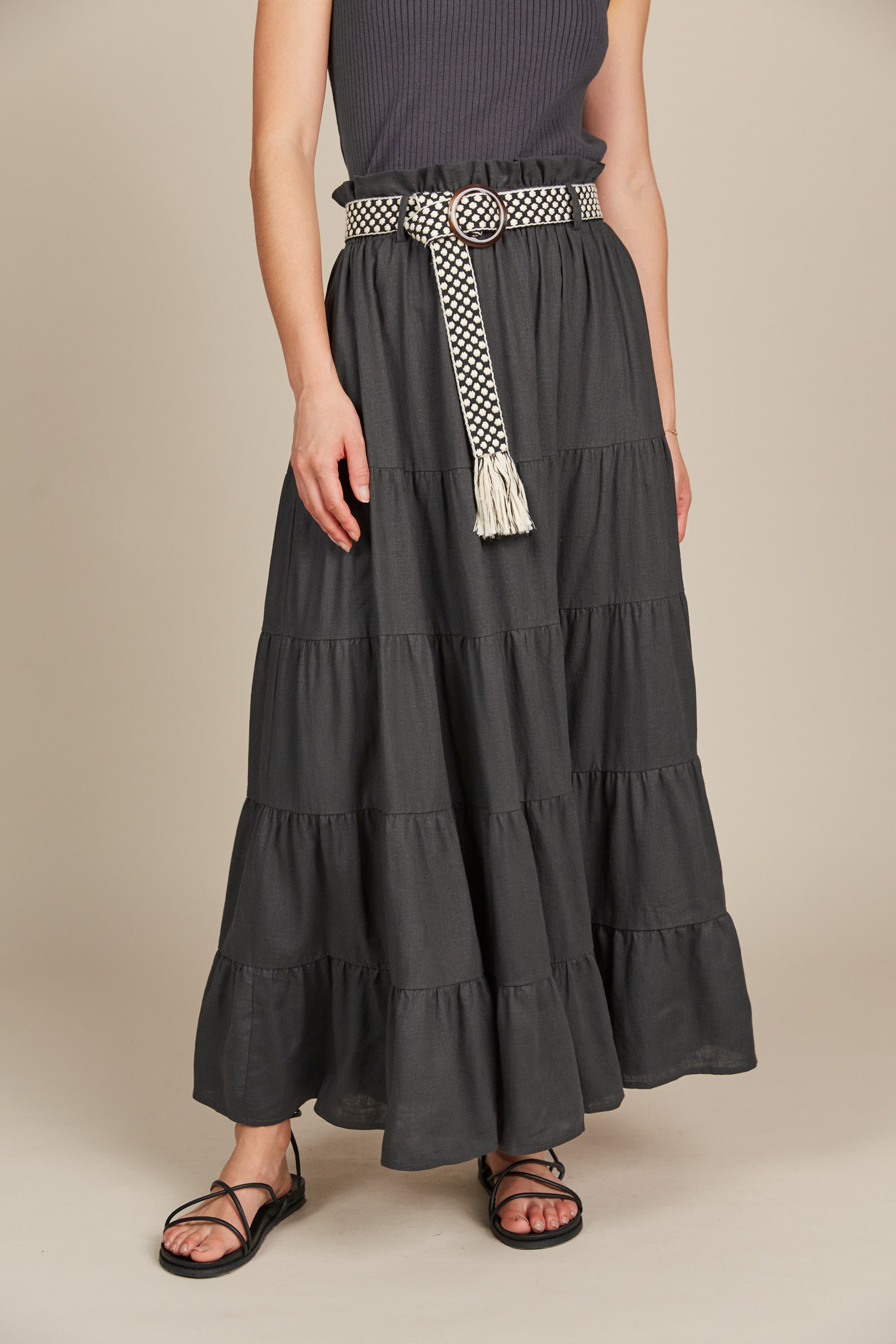 Amelie Maxi Skirt - Graphite - Isle of Mine Clothing - Skirt Maxi Linen