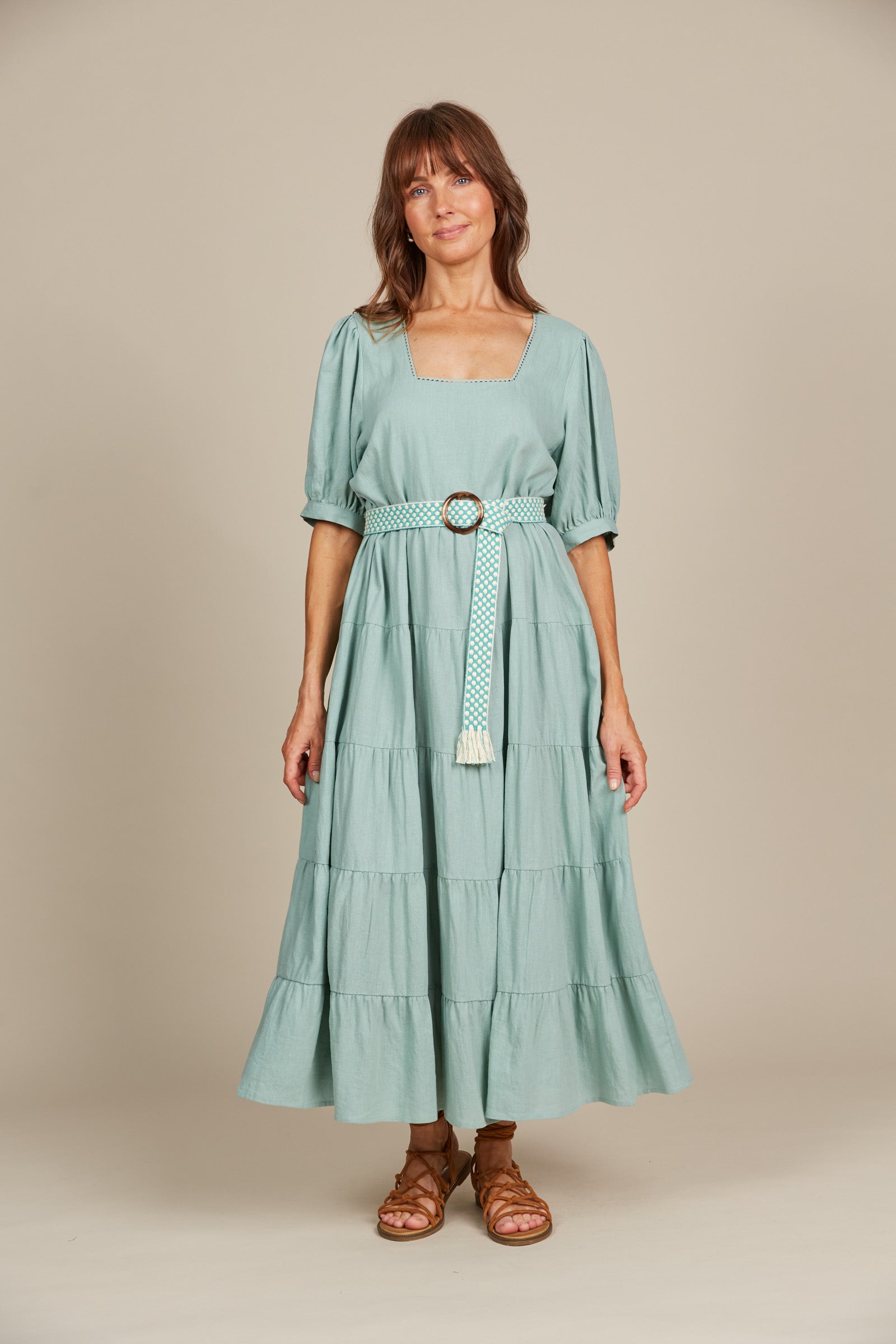 Amelie Maxi - Seafoam - Isle of Mine Clothing - Dress Linen