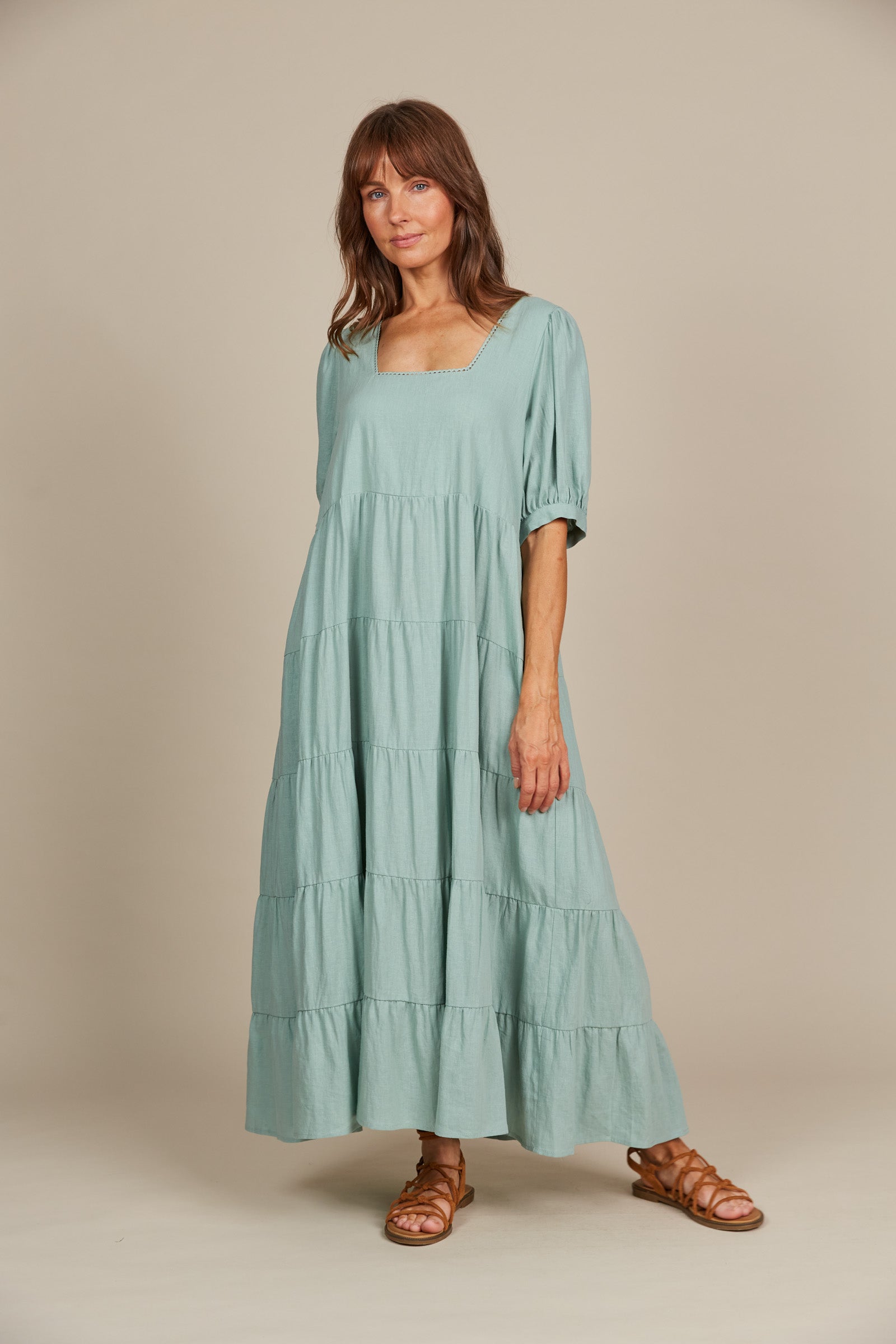 Amelie Maxi - Seafoam - Isle of Mine Clothing - Dress Linen