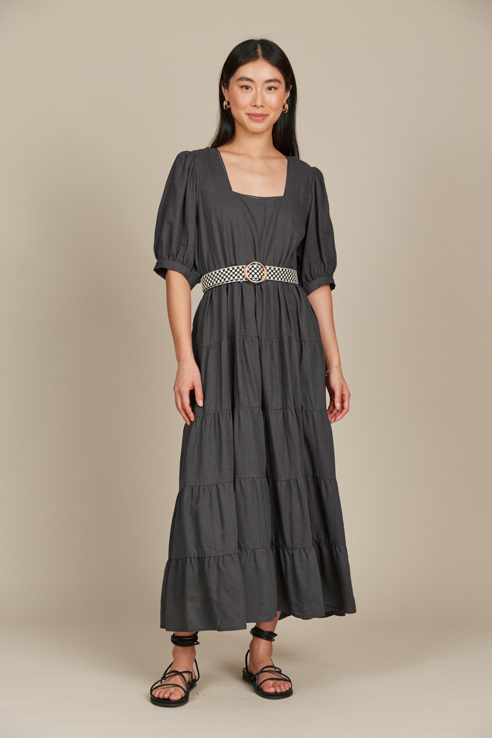 Amelie Maxi - Graphite - Isle of Mine Clothing - Dress Linen