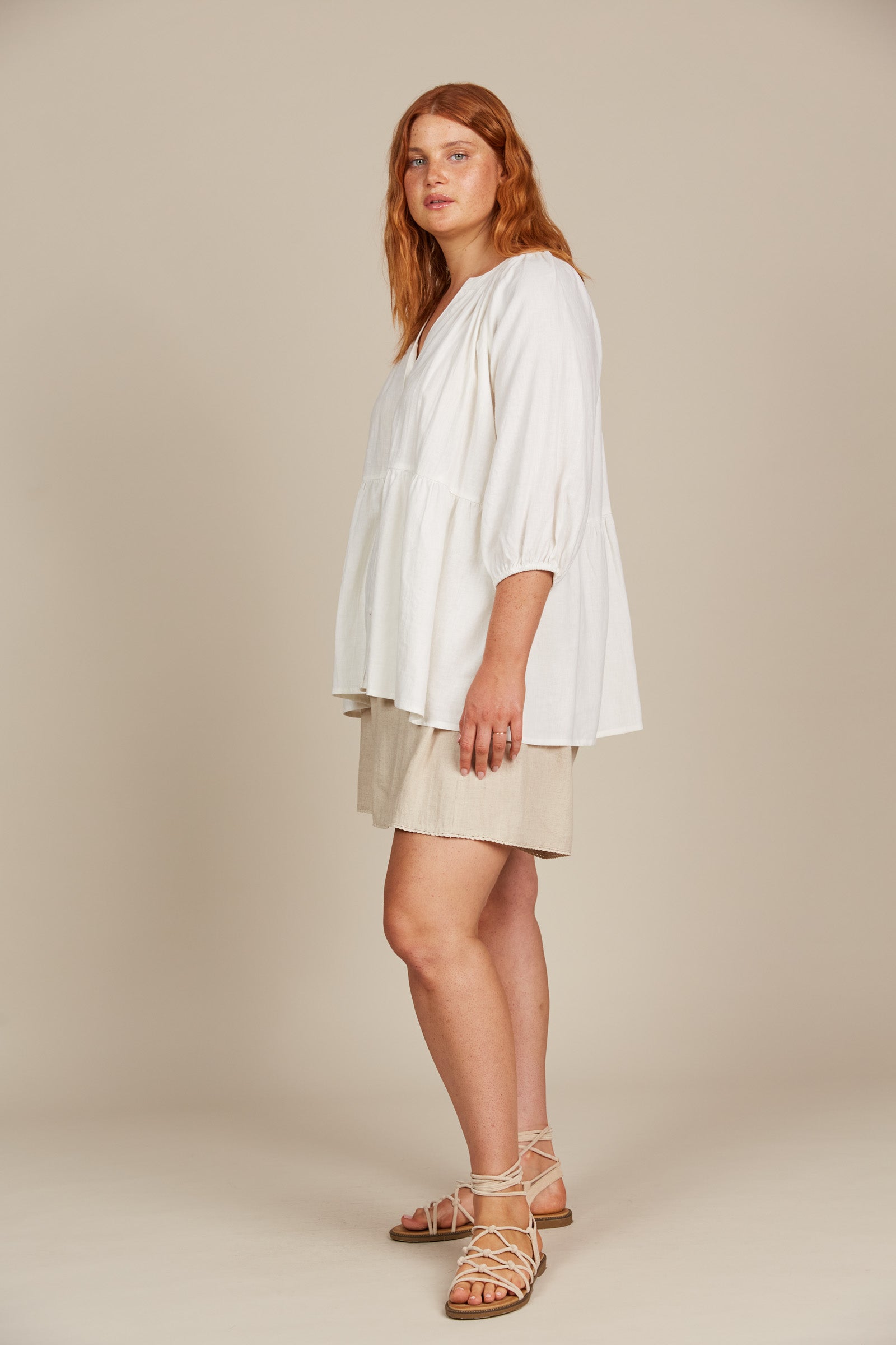 Amelie Button Top - Lotus - Isle of Mine Clothing - Top S/S Linen One Size