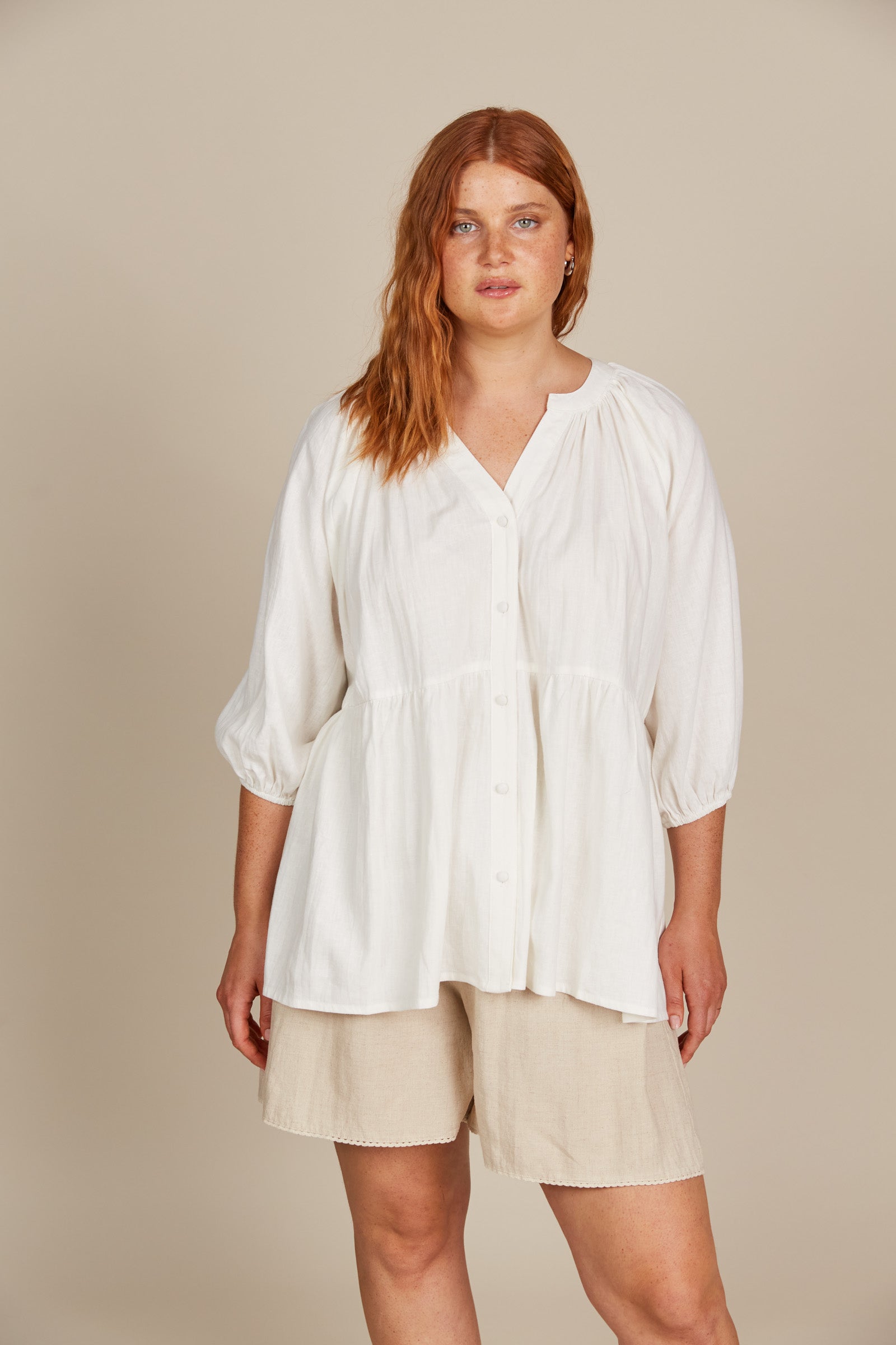 Amelie Button Top - Lotus - Isle of Mine Clothing - Top S/S Linen One Size