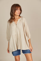 Amelie Button Top - Canvas - Isle of Mine Clothing - Top S/S Linen One Size