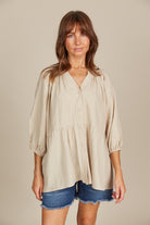 Amelie Button Top - Canvas - Isle of Mine Clothing - Top S/S Linen One Size