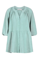 Amelie Button Top - Seafoam - Isle of Mine Clothing - Top S/S Linen One Size