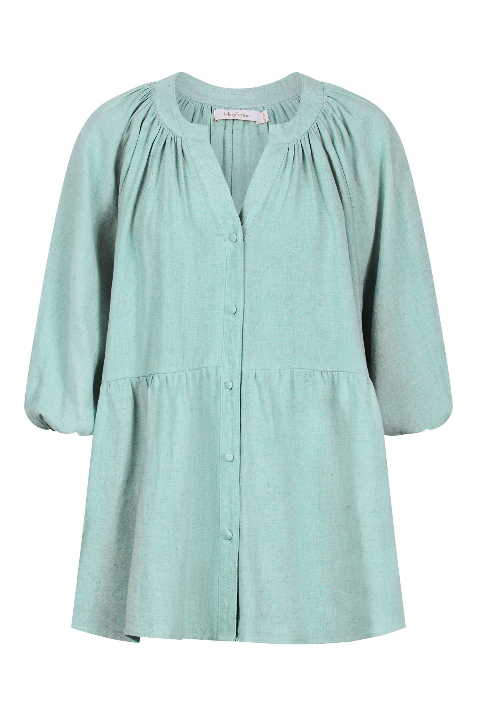 Amelie Button Top - Seafoam - Isle of Mine Clothing - Top S/S Linen One Size