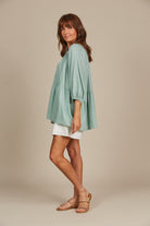 Amelie Button Top - Seafoam - Isle of Mine Clothing - Top S/S Linen One Size