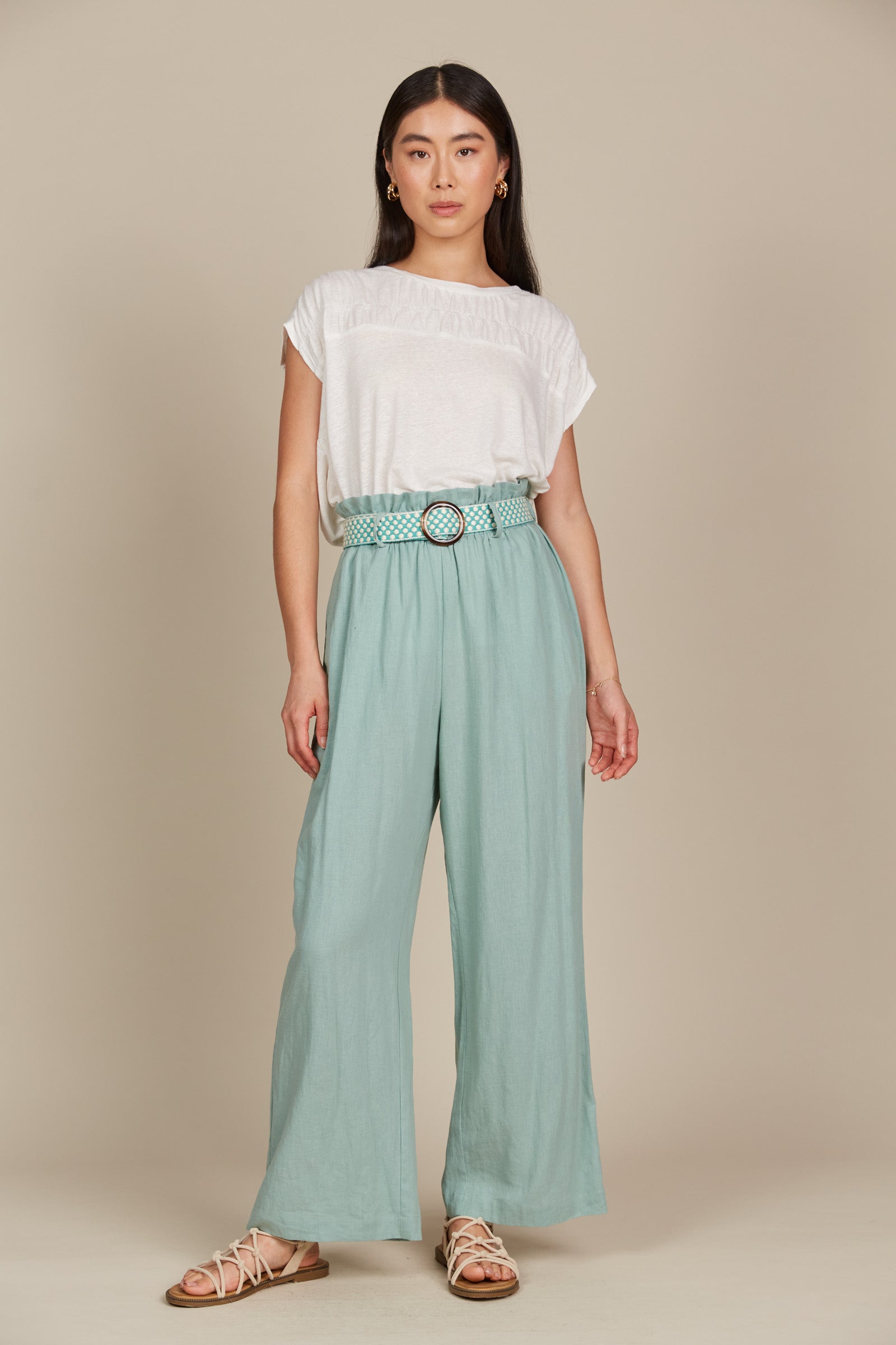 Amelie Pant - Seafoam - Isle of Mine Clothing - Pant Wide Linen