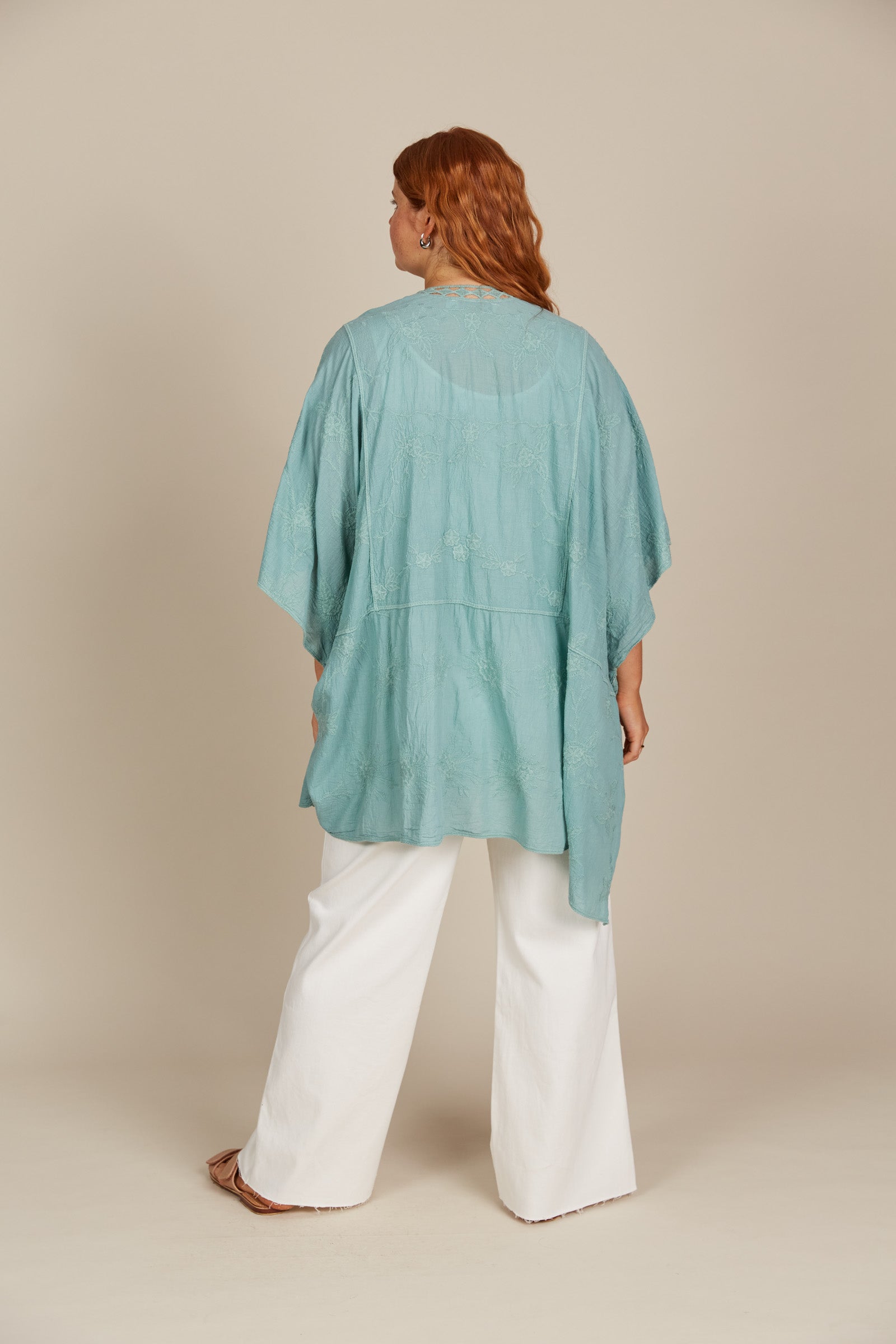 Fleur Cape - Seafoam - Isle of Mine Clothing - Kimono Cape Long One Size