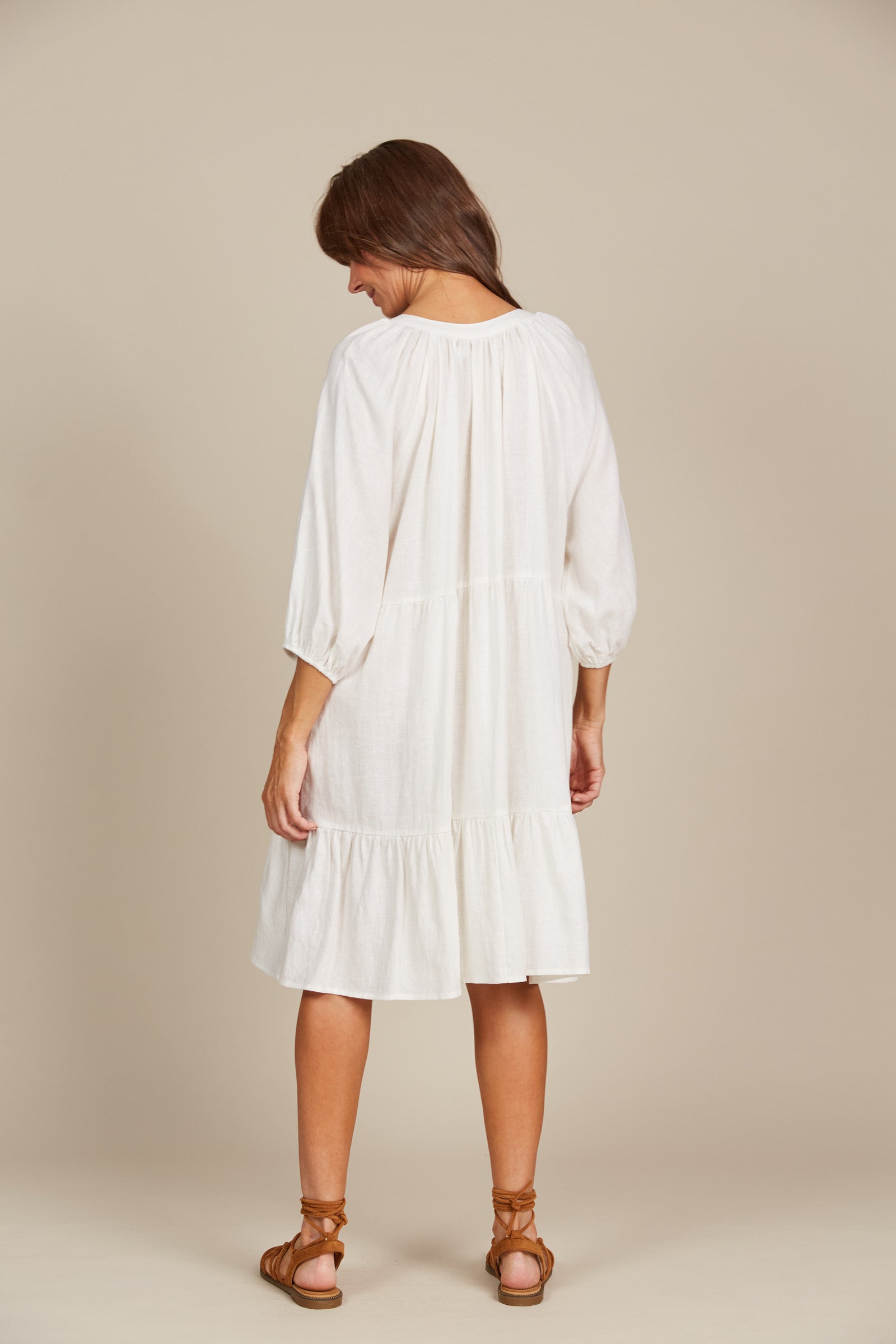 Amelie Button Dress - Lotus - Isle of Mine Clothing - Dress Mid One Size Linen