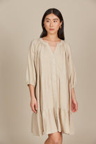 Amelie Button Dress - Canvas - Isle of Mine Clothing - Dress Mid One Size Linen