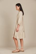 Amelie Button Dress - Canvas - Isle of Mine Clothing - Dress Mid One Size Linen