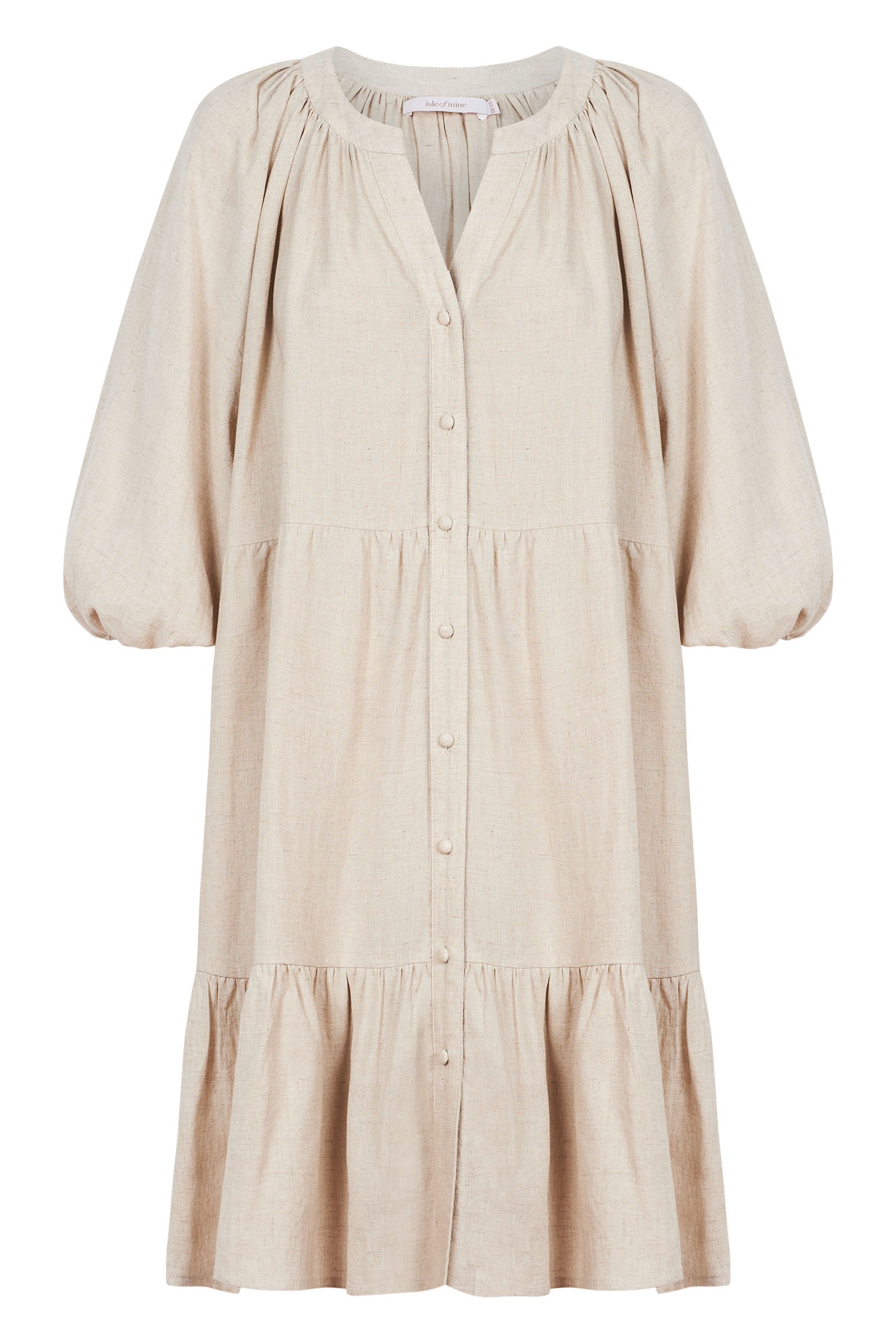 Amelie Button Dress - Canvas - Isle of Mine Clothing - Dress Mid One Size Linen