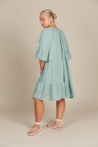 Amelie Button Dress - Seafoam - Isle of Mine Clothing - Dress Mid One Size Linen